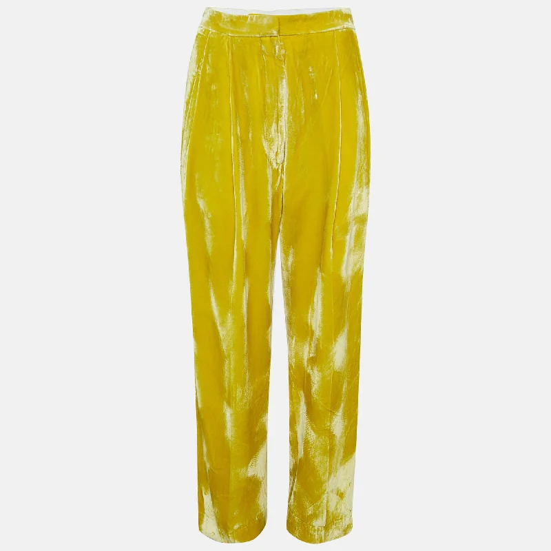 Celine Yellow  Velvet Wide-Leg Pants